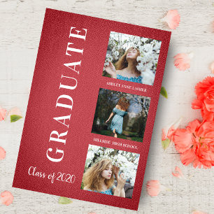 Graduación textil roja tres sesiones fotográficas