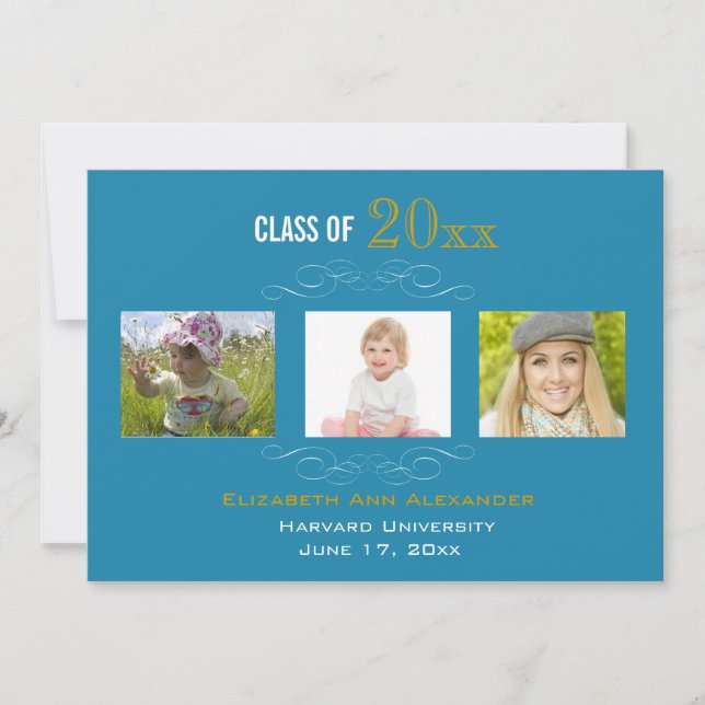 Graduación Tres Fotos Invitación A La Fiesta (Anverso)
