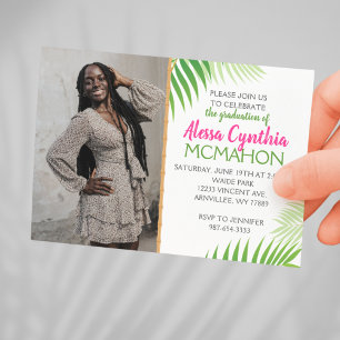 Graduación tropical de Luau 2 Invitación de foto