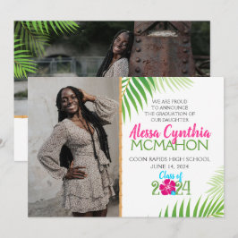 Graduación Tropical Luau 2 Invitación fotográfica
