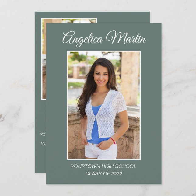 Graduación verde de edad moderna 3 clase fotográfi (Anverso / Reverso)