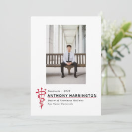 Graduación Veterinaria Invitación Roja Negra