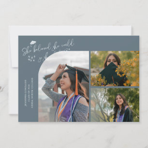 Graduada de Azul Pizarra Ella Creía Tarjeta Multi 
