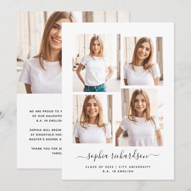 Graduado 2023 | Diseño moderno de varios Collages  (Anverso / Reverso)