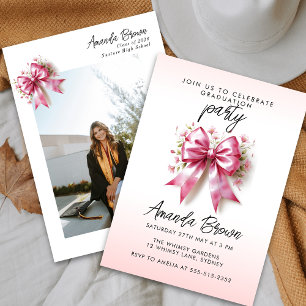 Graduado 2025 Elegante Invitación Floral De Bow Ro