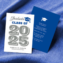 Graduado 2025 Invitación a graduación en azul y gr