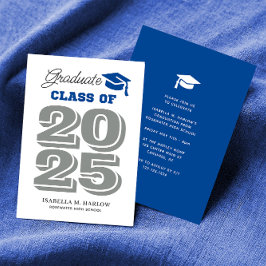 Graduado 2025 Invitación a graduación en azul y gr