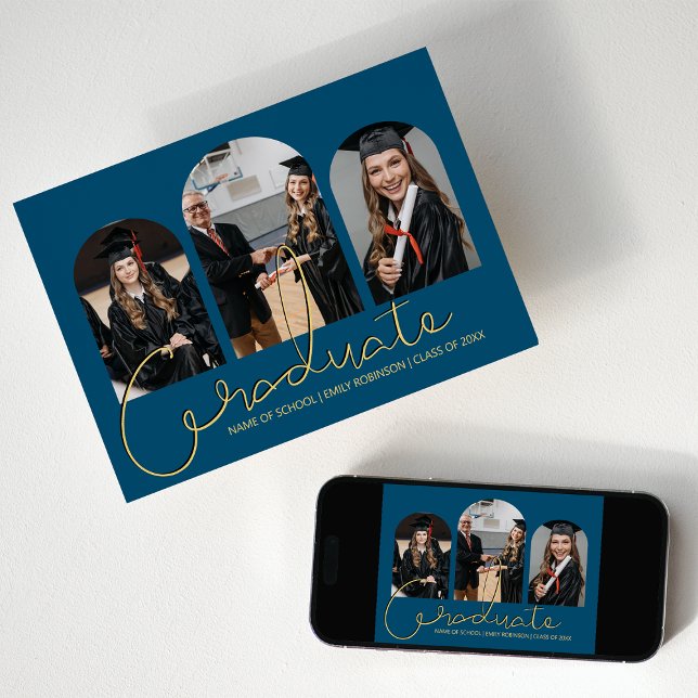 Graduado | 3 Invitación de Collage de fotos arcaic (Subido por el creador)