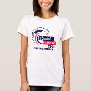 Graduado azul rojo blanco triblando camiseta