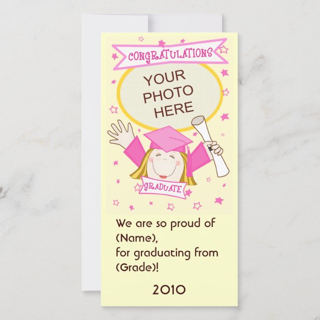 Graduado chica de guardería / Tarjeta de foto pree (Anverso)