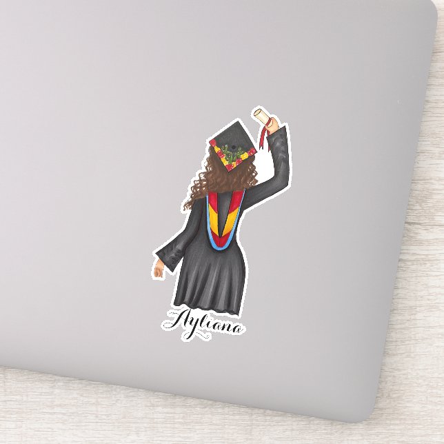 Graduado Con Diploma Pegatina De Nombres Personali (Detalle)