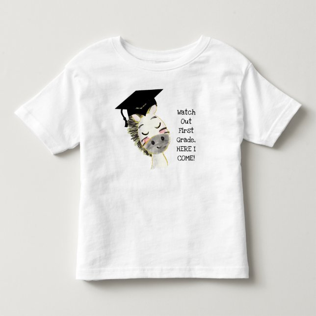 Graduado De Cebra, Aquí Vengo Camiseta De Jersey (Anverso)