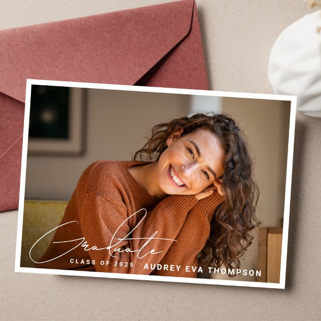 Graduado De Escritura Casual 2 Invitación Fotográf (Subido por el creador)