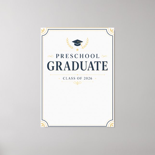 Graduado de Preescolar 2026 Lienzo con Nombre Pers (Anverso)