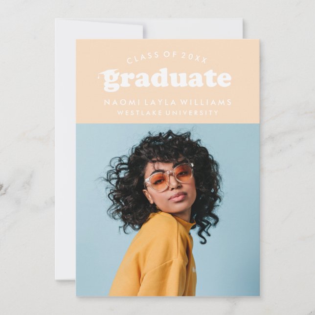 GRADUADO DE RETRO MODERNO NEGRO | INVITACIÓN DE GR (Anverso)