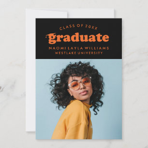 GRADUADO DE RETRO MODERNO NEGRO   INVITACIÓN DE GR
