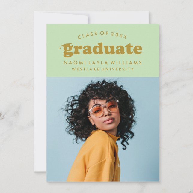 GRADUADO DE RETRO MODERNO NEGRO | INVITACIÓN DE GR (Anverso)