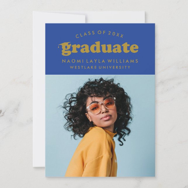 GRADUADO DE RETRO MODERNO NEGRO | INVITACIÓN DE GR (Anverso)