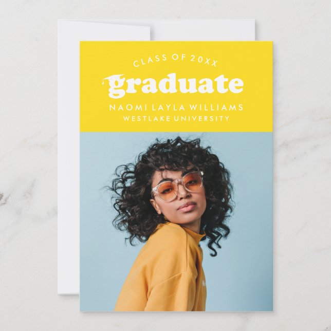 GRADUADO DE RETRO MODERNO NEGRO | INVITACIÓN DE GR (Anverso)