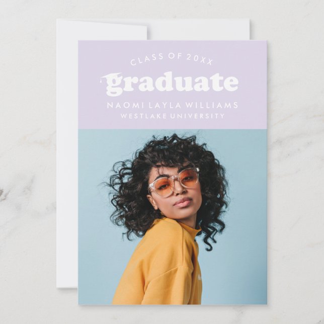 GRADUADO DE RETRO MODERNO NEGRO | INVITACIÓN DE GR (Anverso)