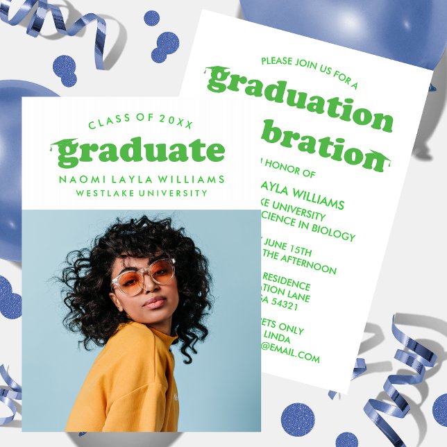 GRADUADO DE RETRO MODERNO NEGRO | INVITACIÓN DE GR (Subido por el creador)