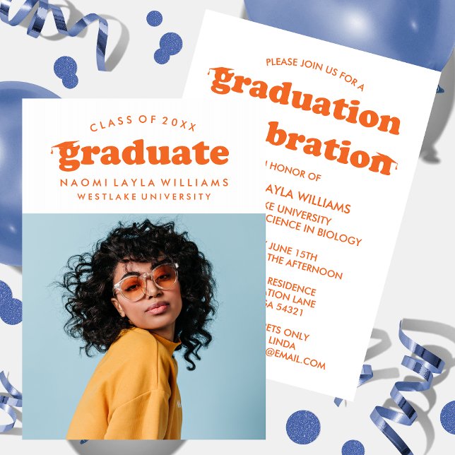 GRADUADO DE RETRO MODERNO NEGRO | INVITACIÓN DE GR (Subido por el creador)