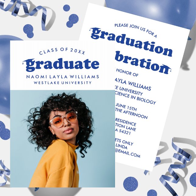 GRADUADO DE RETRO MODERNO NEGRO | INVITACIÓN DE GR (Subido por el creador)