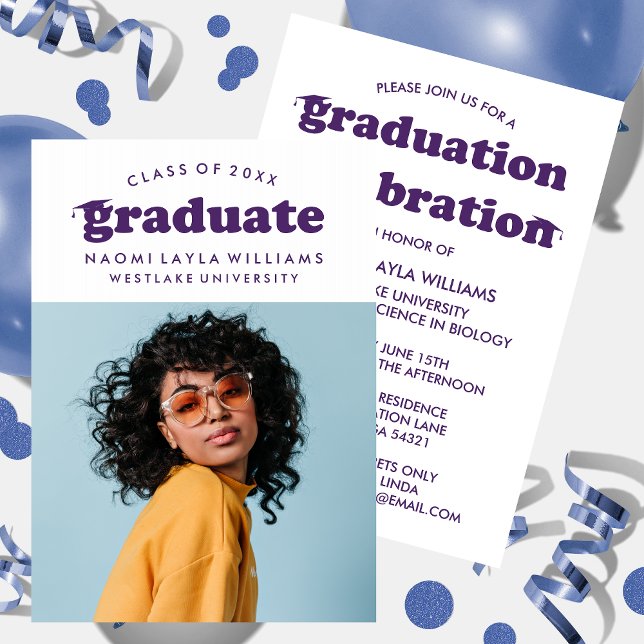 GRADUADO DE RETRO MODERNO NEGRO | INVITACIÓN DE GR (Subido por el creador)