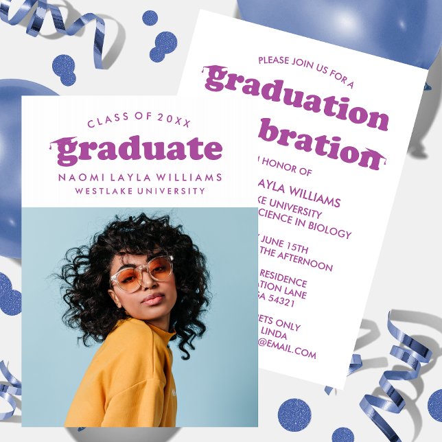 GRADUADO DE RETRO MODERNO NEGRO | INVITACIÓN DE GR (Subido por el creador)