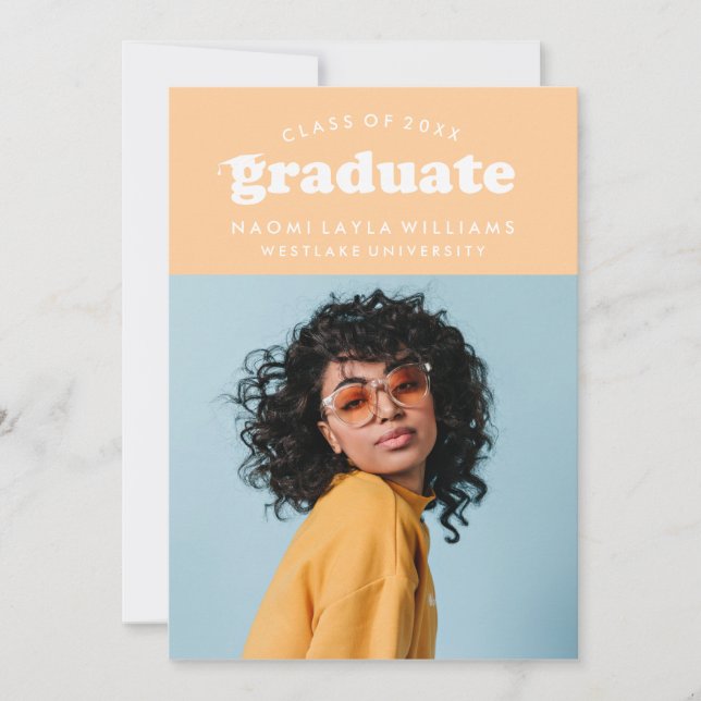 GRADUADO DE RETRO MODERNO NEGRO | INVITACIÓN DE GR (Anverso)
