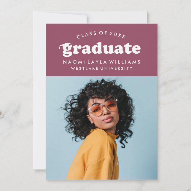 GRADUADO DE RETRO MODERNO NEGRO | INVITACIÓN DE GR (Anverso)