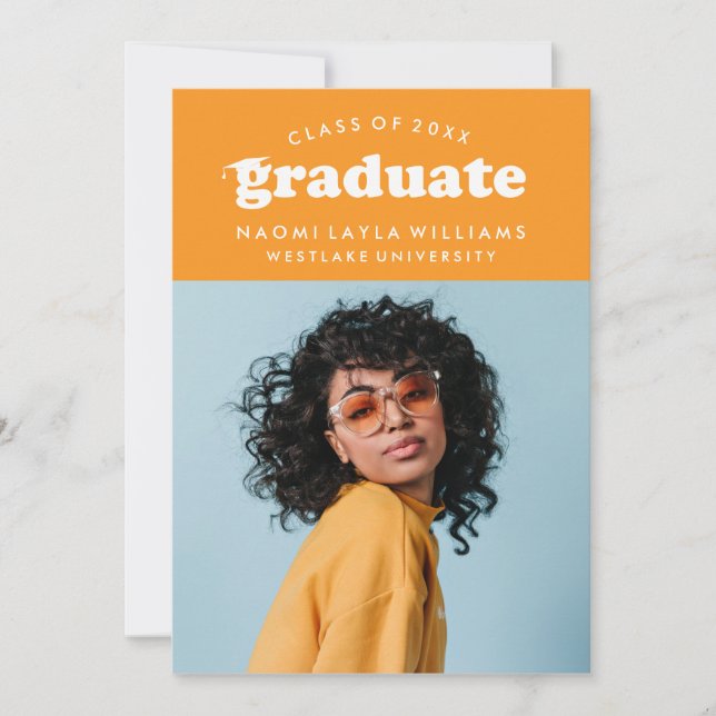 GRADUADO DE RETRO MODERNO NEGRO | INVITACIÓN DE GR (Anverso)