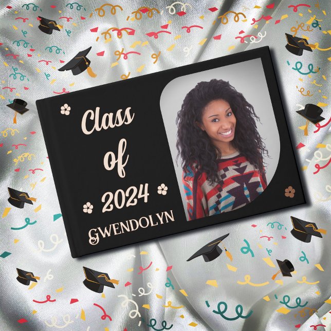 Graduado Graduado Foto Graduada Libro de Oro (Graduate Grad Photo Graduation Gold Guest Book a great keepsake with all the great guest commentary.)