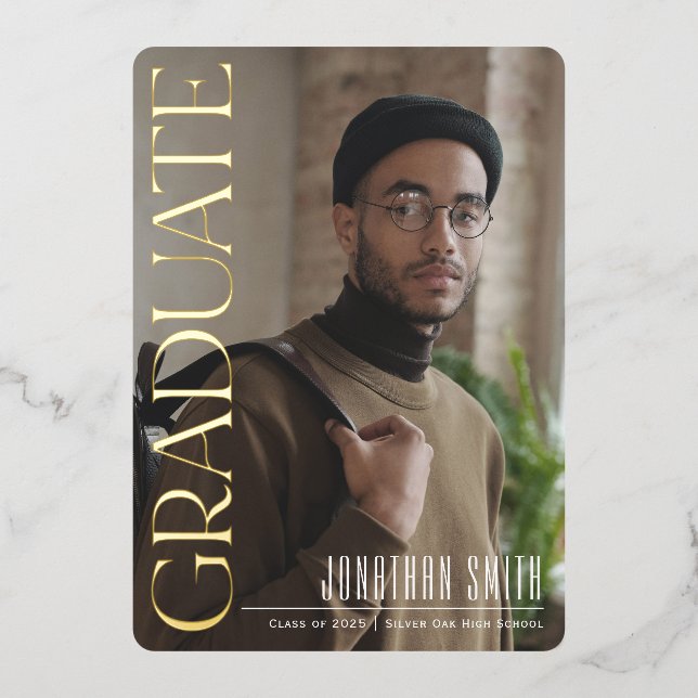 Graduado, invitación de graduación de fotografía e (Anverso)