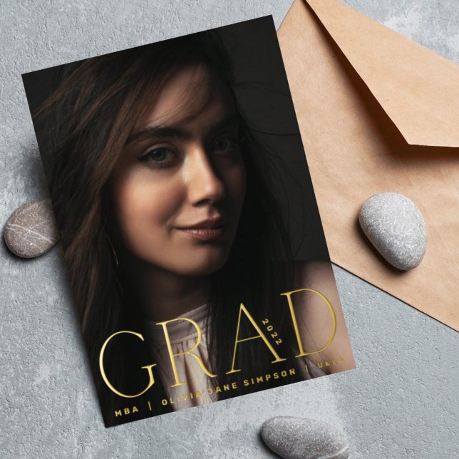 GRADUADO | Invitación fotográfica moderna de hoja  (Subido por el creador)