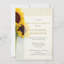 Graduado Invitación Rústica del Girasol