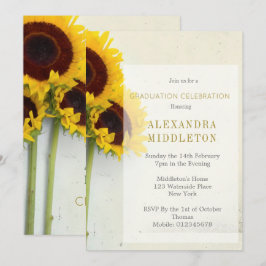 Graduado Invitación Rústica del Girasol