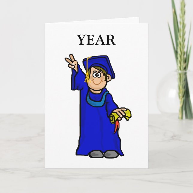 Graduado masculino - Tarjeta de saludo de año Pers (Anverso)
