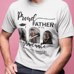 Graduado moderno | 3 camiseta de Collage de fotos<br><div class="desc">Celebra tu graduación con estas modernas camisetas con fotos de 3 orgullosos padres. Con un fondo blanco, un guión que dice 'PADRE ORGULLOSO DEL GRADUADO', tu foto favorita de graduación está en forma de arcos y personalizada con su nombre, tu nombre escolar/universitario y la clase de 20XX. El diseño se...</div>