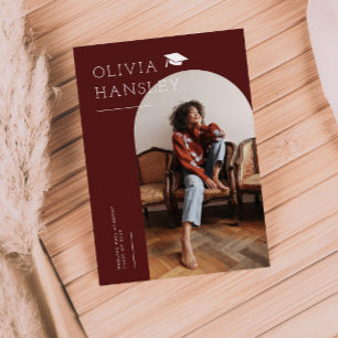 Graduado Nombre Arco Rojo Invitación de Graduación