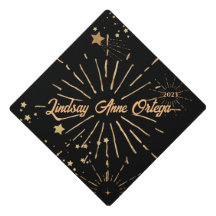 Graduado personalizado de Cute Golden Fireworks