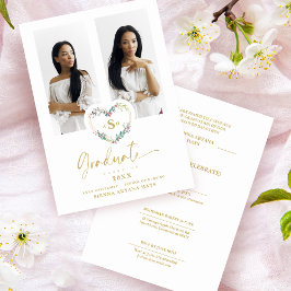 Graduado Rosa Graduado Romántico Floral Corazón 2 