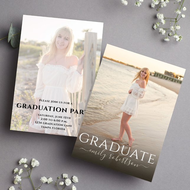 Graduado Simple Modern 2 Plantilla de fotografía M (Elegant and simple graduate typography 2 photo template announcement. )