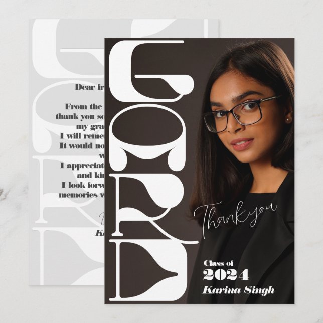 ¡GRADUADO! Tarjetas de agradecimiento de fotos de  (Anverso / Reverso)