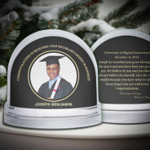 Graduate Graduation Photo School Gold Snow Globe