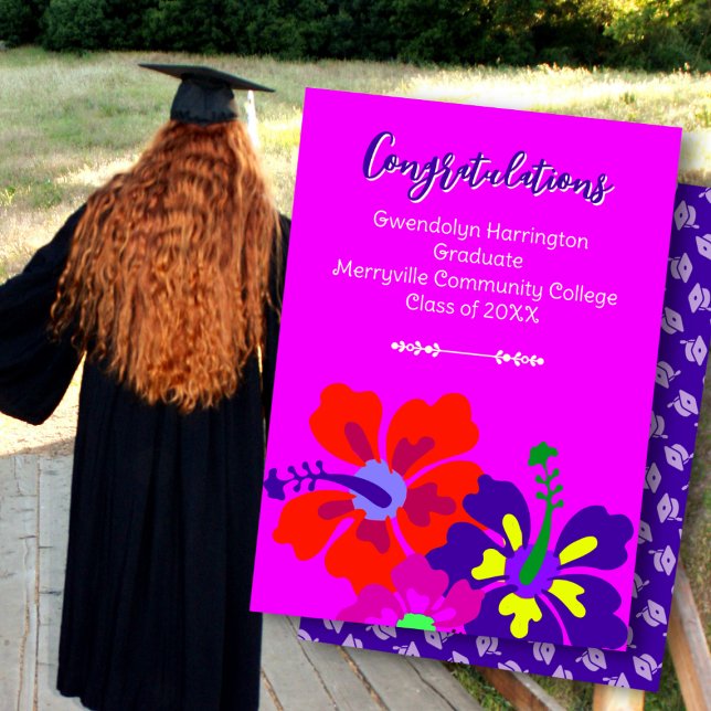 Graduation Announcement Hibiscus Art Hot Pink  (Subido por el creador)