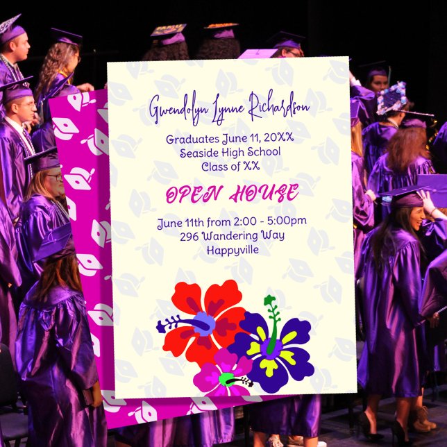 Graduation Tropical Hibiscus Open House Invitation (Subido por el creador)