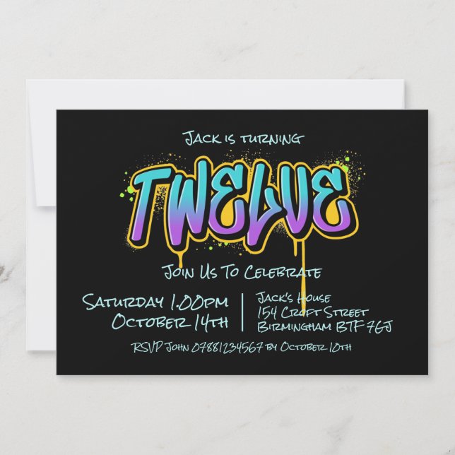 Graffiti Adolescente Doce Invitaciones (Anverso)