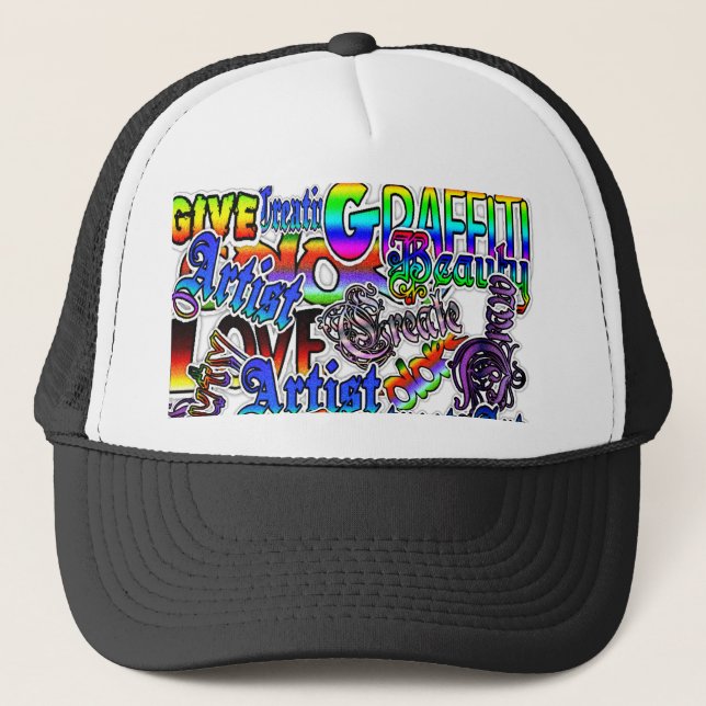 Graffiti Art Gorra negro y blanco y colorido (Anverso)