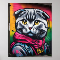 Graffiti arte de un gato frito escocés
